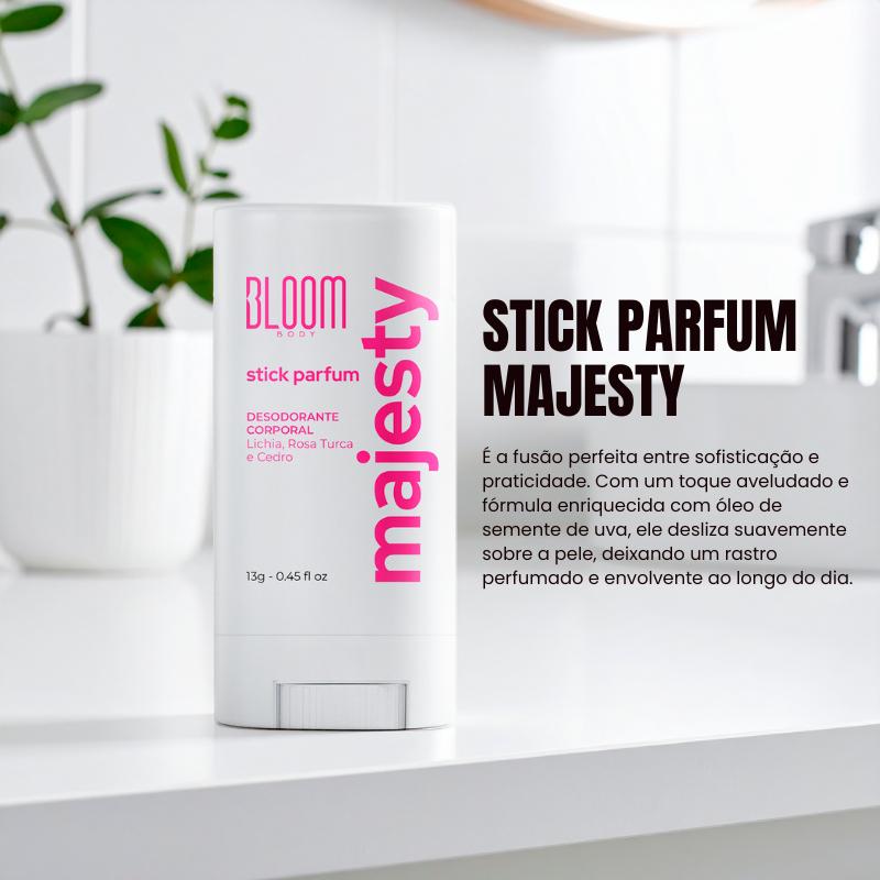 Majesty Stick Parfum Bloom - Desodorante Corporal 13g Rosa Turca