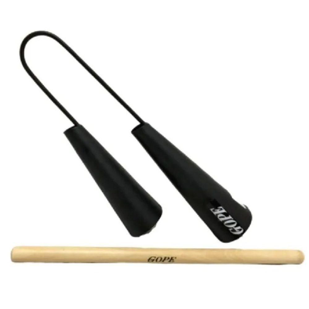 Agogo Duplo Preto Profissional Com Baqueta (678)