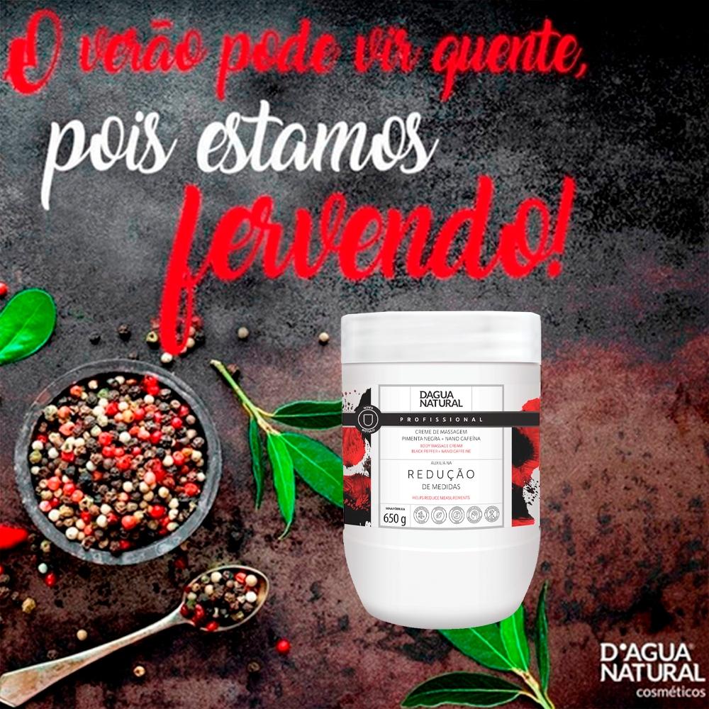 Creme Massagem Pimenta Negra Redutor Medidas E Celulite 650g D Agua Natural