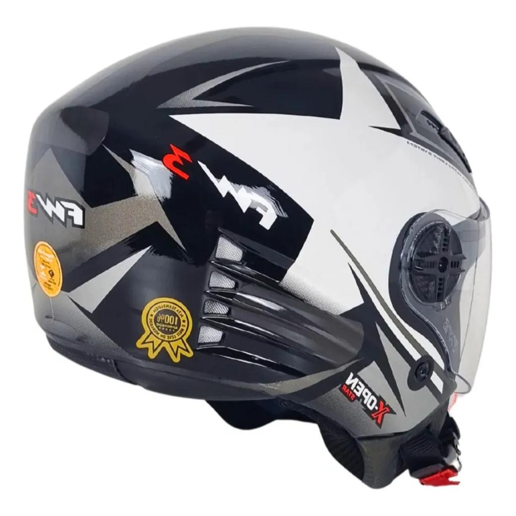 Capacete Aberto FW3 X Open Up Star + Óculos Interno Fumê