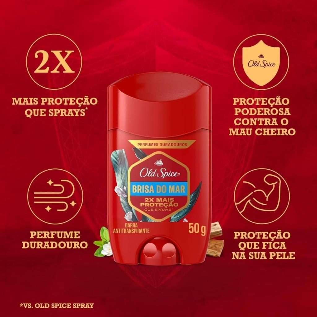 Desodorante Antitranspirante Old Spice Em Barra Brisa Do Mar Com 50g