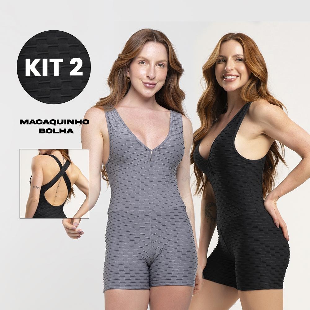 Kit 2 Macaquinhos Academia Feminino Bolha Costas Cruzadas Estiloso E Confortável
