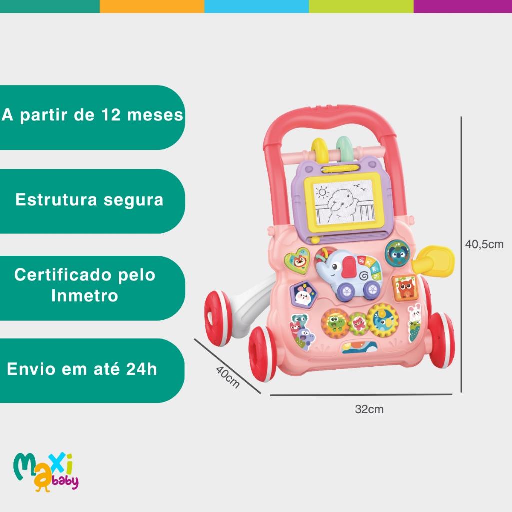 Andador Infantil Educativo Empurrar Piano E Lousa Maxi Baby