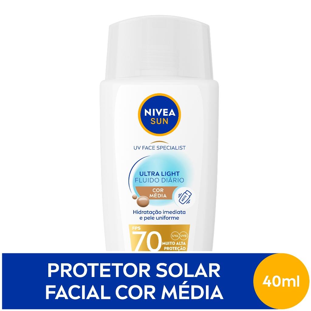 Protetor Solar Facial Nivea Sun FPS 70 Média 40ml Alta Proteção E Hidratação