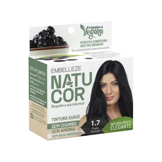 Tinta De Cabelo Permanente Embelleze Natucor - 1.7 Preto Azulado