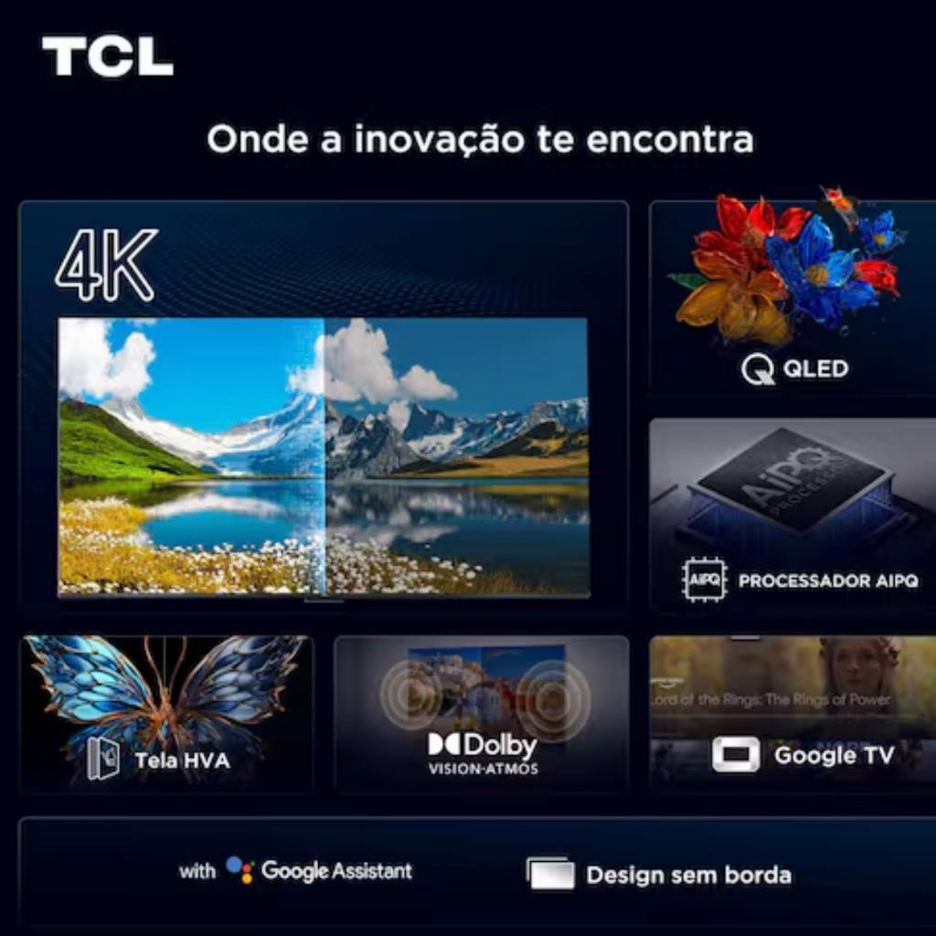 Smart TV 85 Tcl 85p7k 4K Qled Uhd 60hz Hdr10+ 60hz Sistema Operacional Google TV