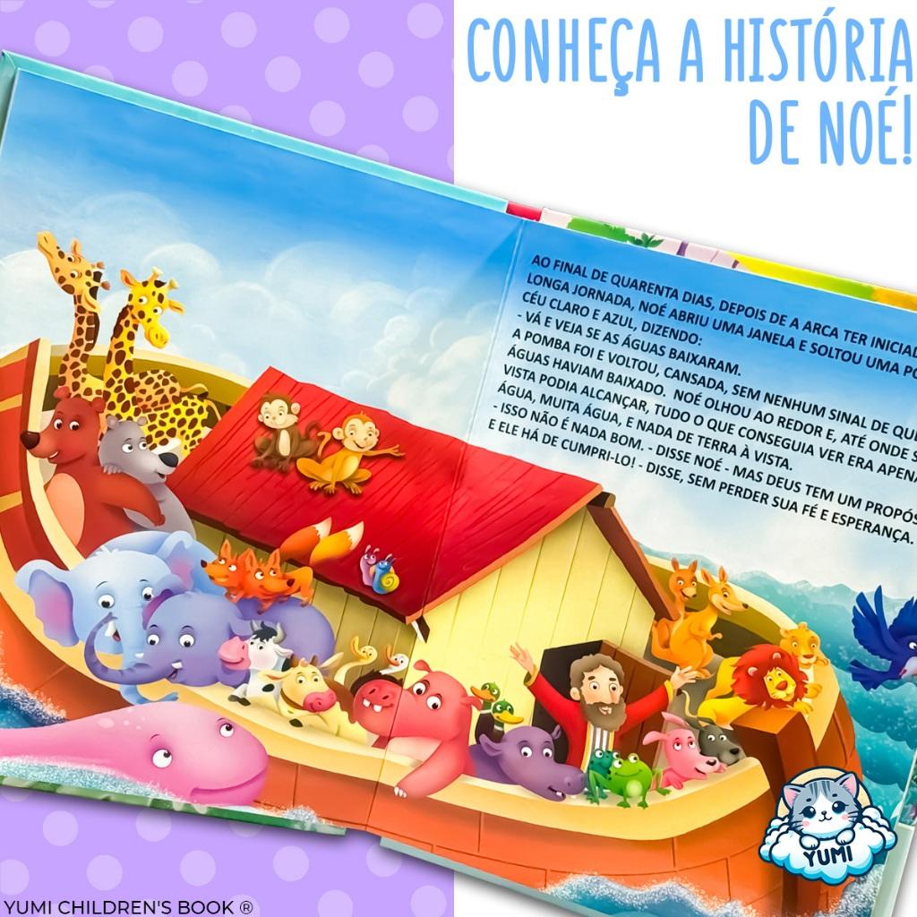 Livro Infantil Bíblico A Arca De Noé Formato Grande Histórias Da Bíblia Para Crianças Capa Dura Premium
