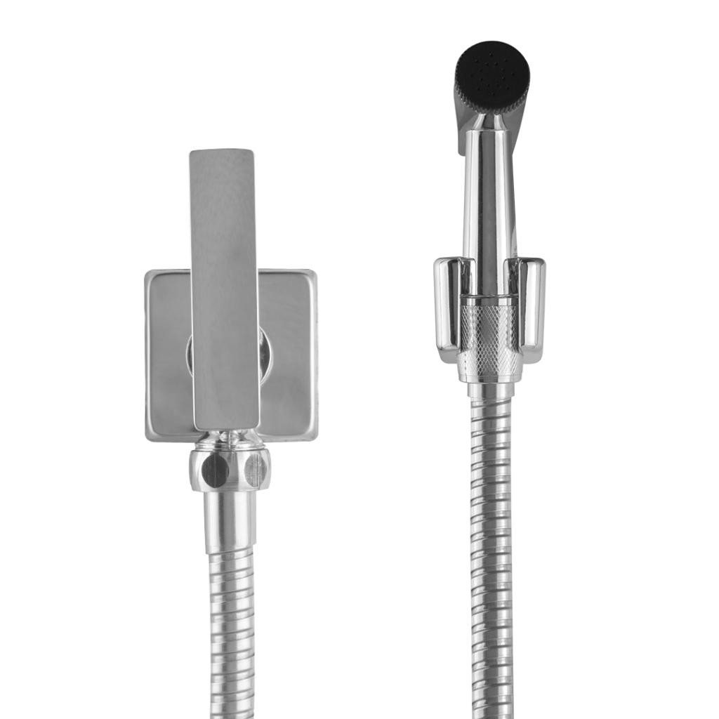 Ducha Higiênica Slim Quadrada Metal Cromado 1/4 Volta Luxo