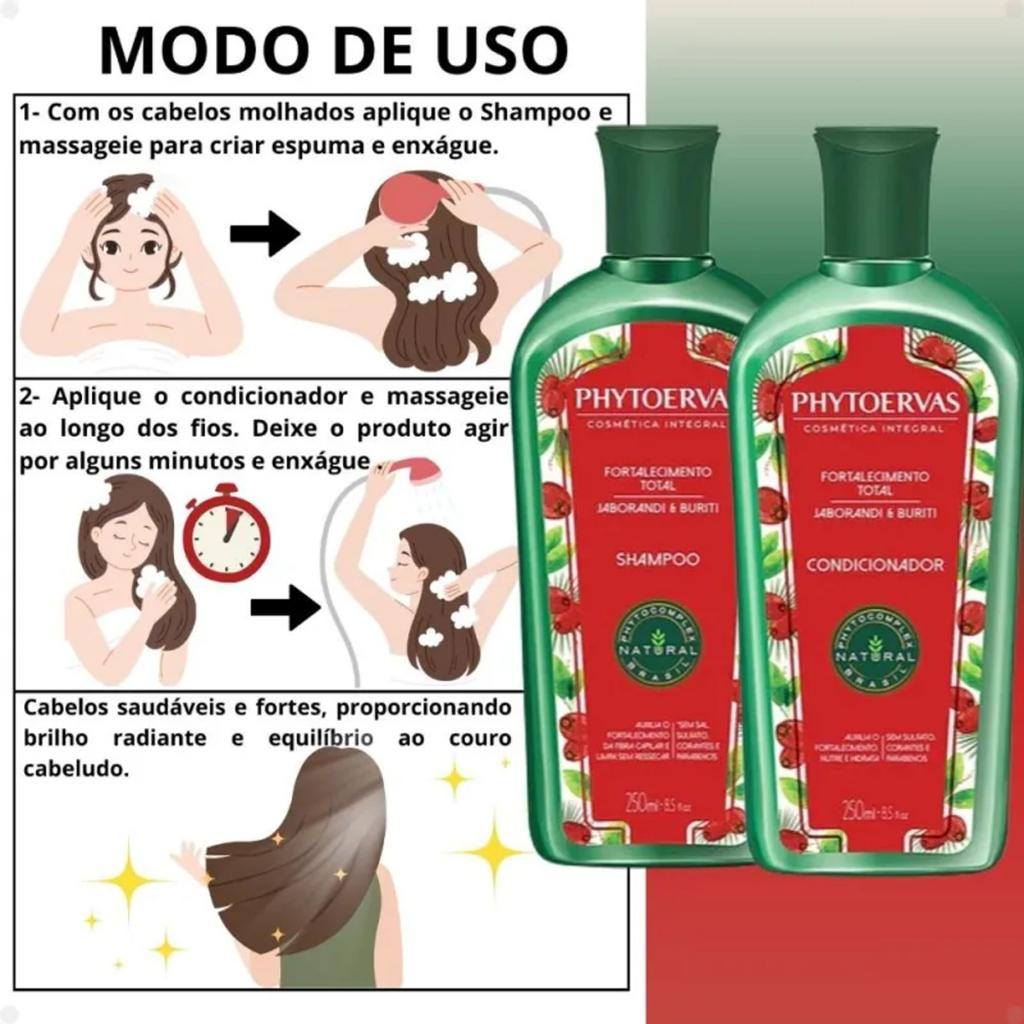 Kit Phytoervas Fortalecimento Total Jaborandi E Buriti Sh + Cond 250ml