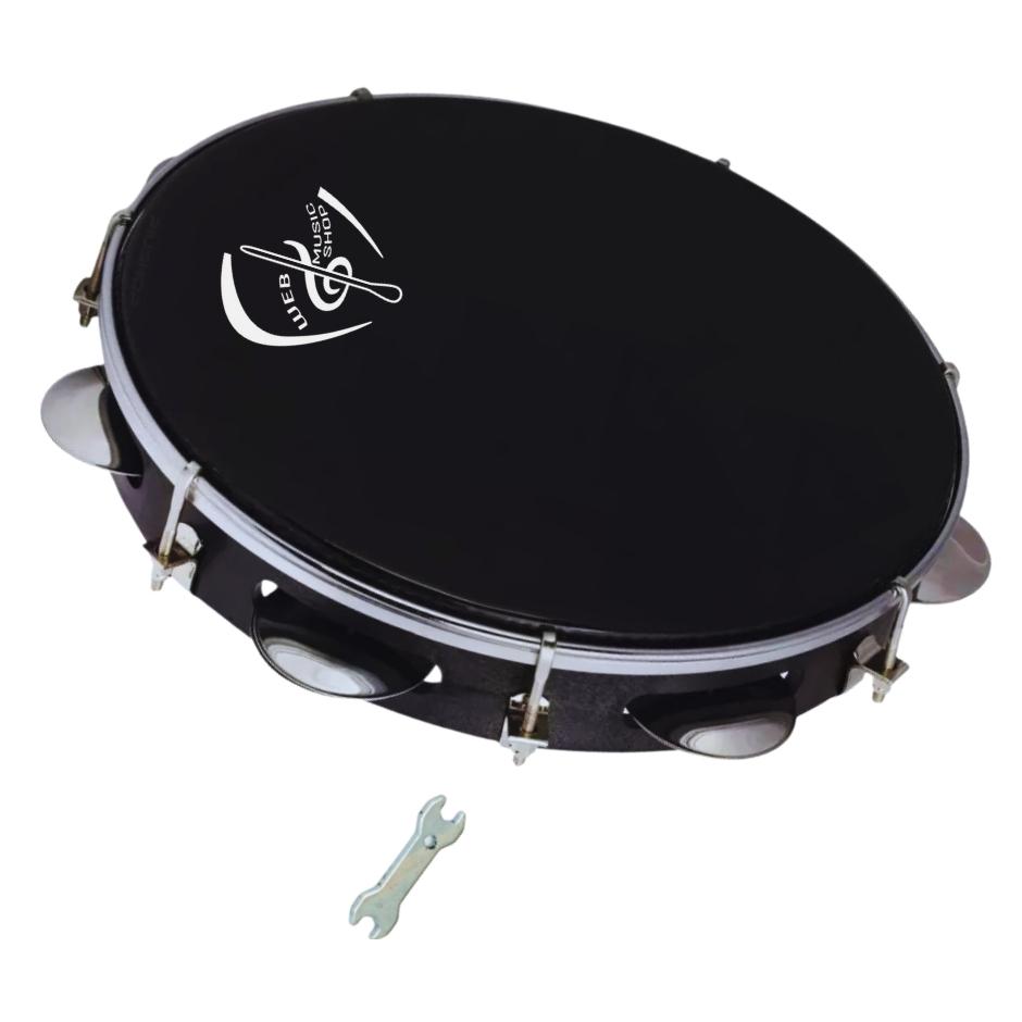 Pandeiro Profissional Pele Preta Abs 10 Pol. - 6 Pares De Platinelas Wbs