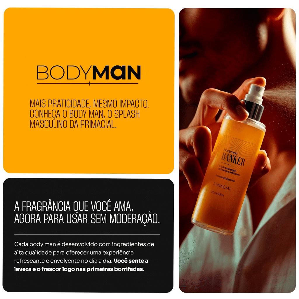 Body Splash Masculino Banker 200ml - Primacial Perfume Amadeirado Citrico