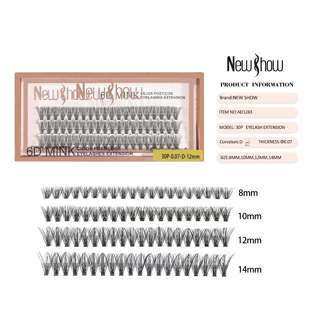 New Show Kit 3 Caixas Cílios Postiços 6D Mink 10p/20p/30p-tufos Sem Nó