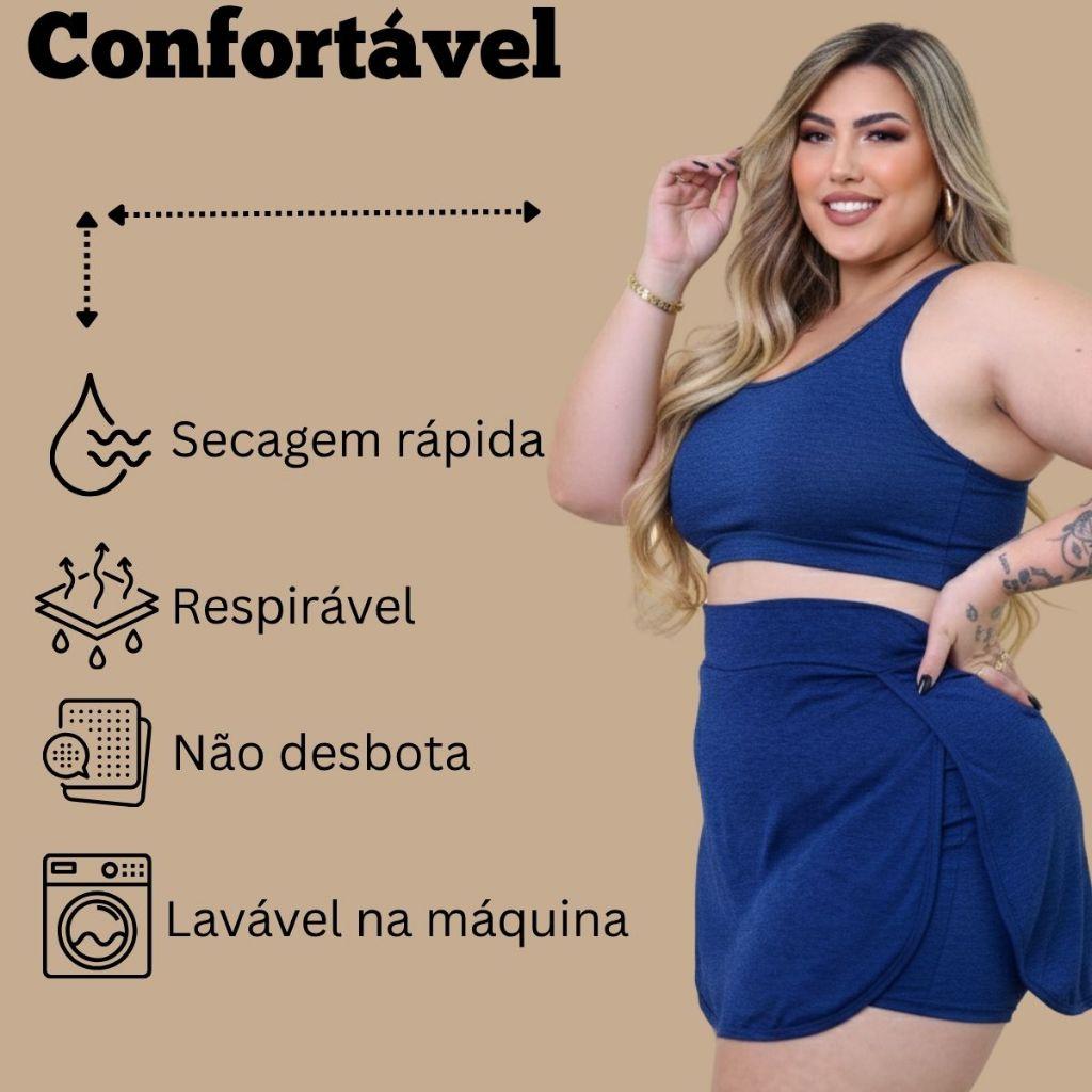Kit 2 Conjunto Fitness Dry Fit PLUS Size 44 Ao 54 Treino Academia Moda Esportiva Top Short Saia