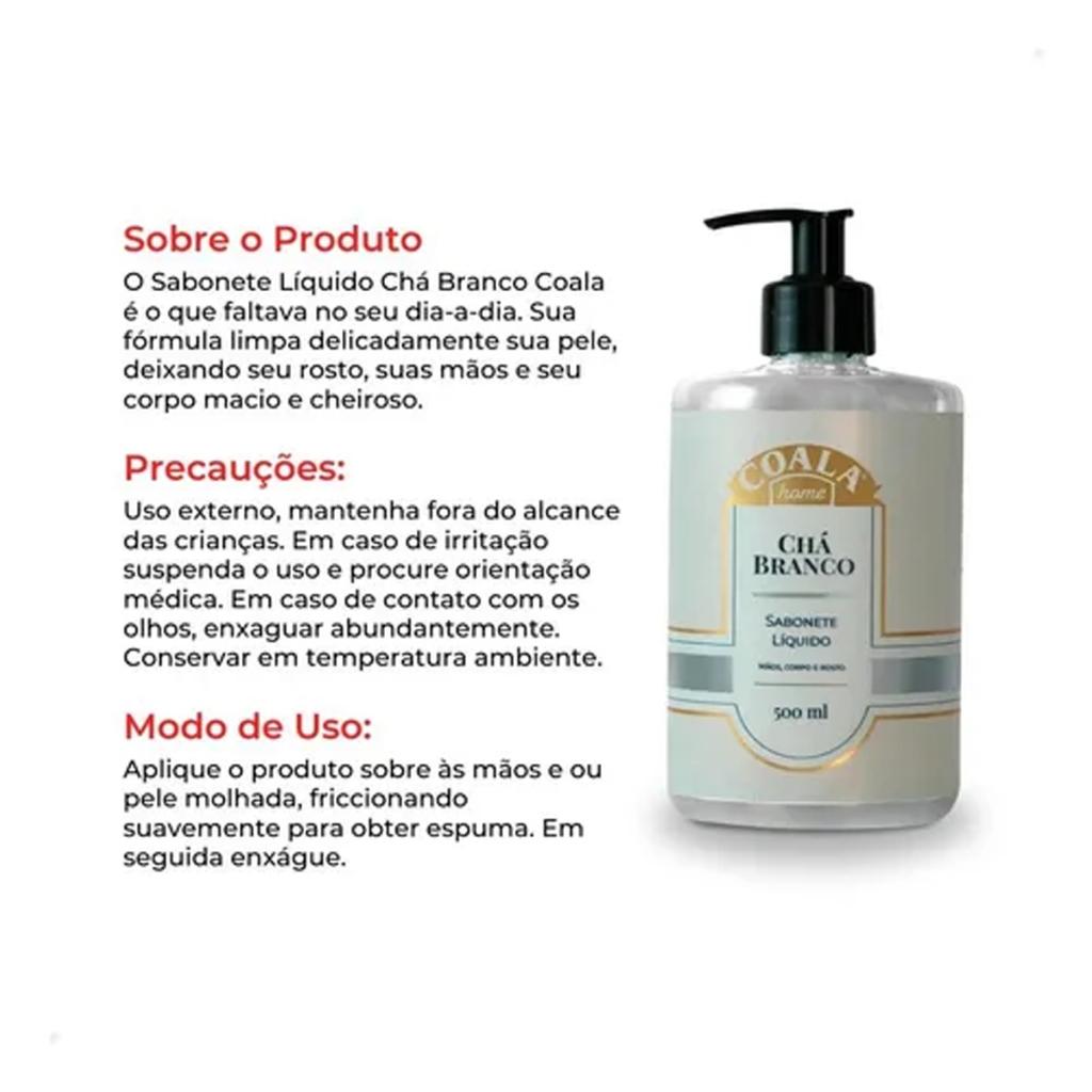 Kit C/2 Sabonete Líquido Coala Chá Branco 500ml