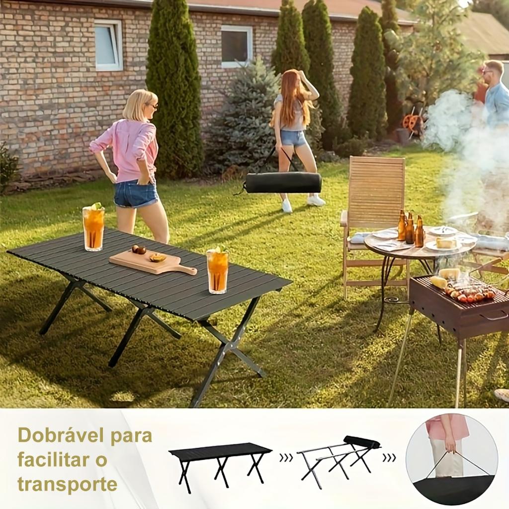 Mesa Dobrável Portatil 120x60cm Mesa De Campismo Camping Praia Acampamento