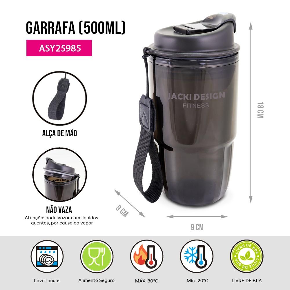 Garrafa Dupla Camada 500ml Jacki Design Com Tampa E Alça Térmica Antivazamento Sem Bpa