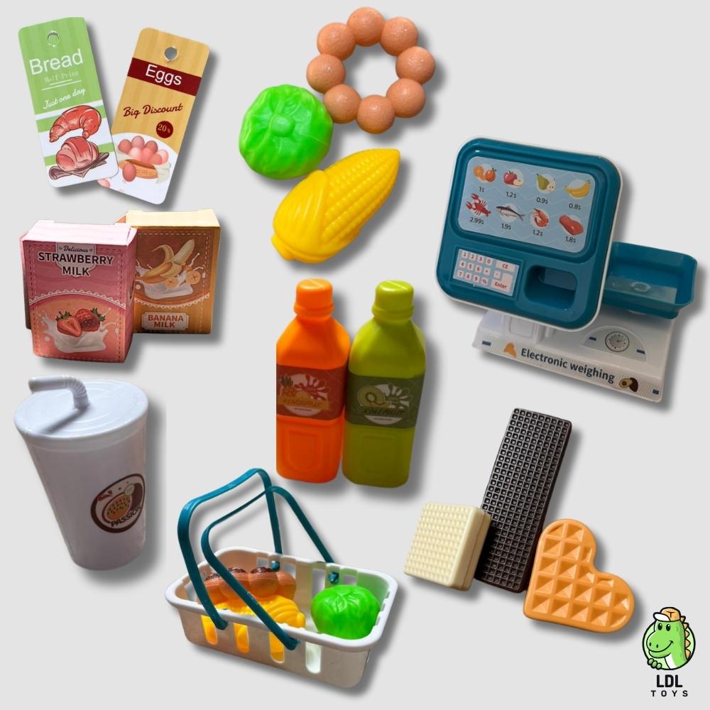 Kit Brinquedo Mini Mercado 23 Peças Infantil 3 Em 1 Sorvete Completo Menina Criança Faz De Conta