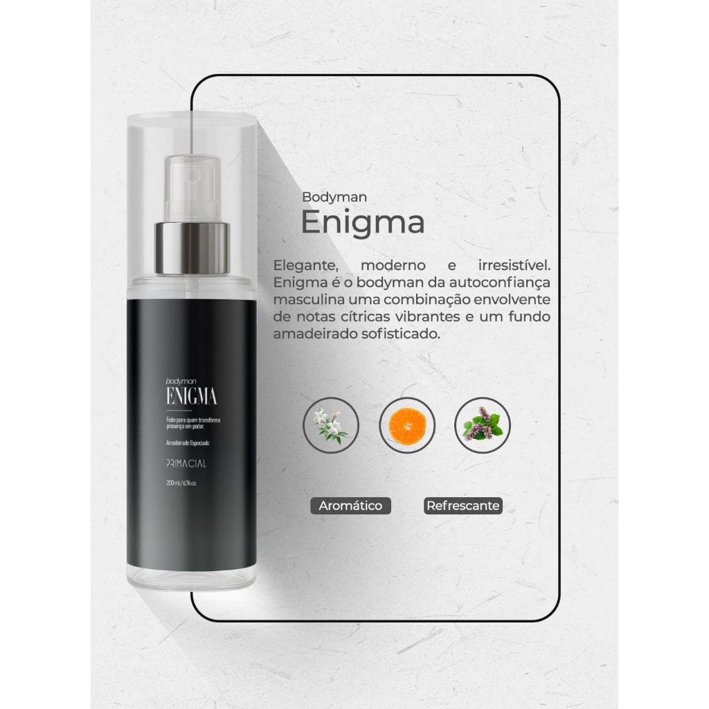 Kit Body Splash Masculino Infalivel + Enigma + Banker + Adventus 200ml - Primacial Perfume Especiado Amadeirado