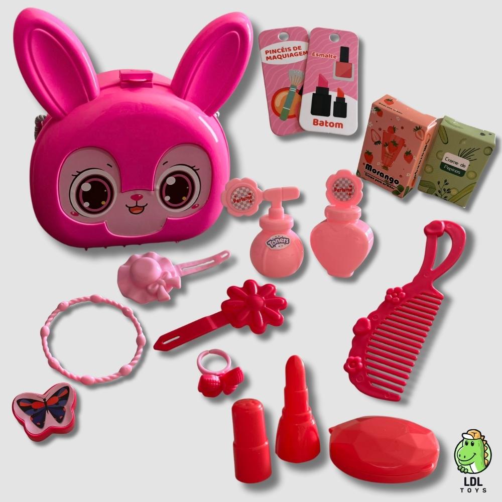 Kit Maquiagem Infantil Maletinha Coelhinha 23 Peças Brinquedo Menina Presente Make Criança