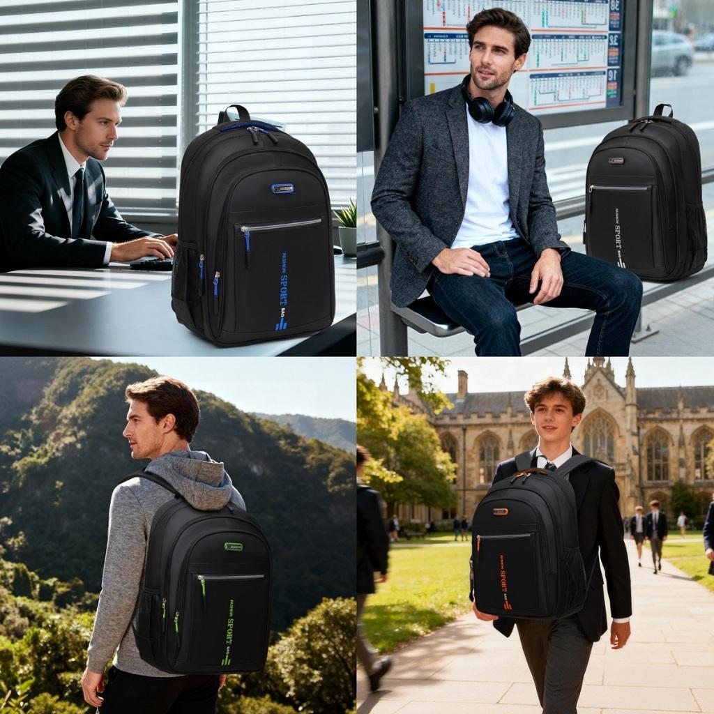 Mochila Masculina De Nylon De Alta Capacidade Estilo Casual Fashion Multiuso Viagens Escola Trabalho