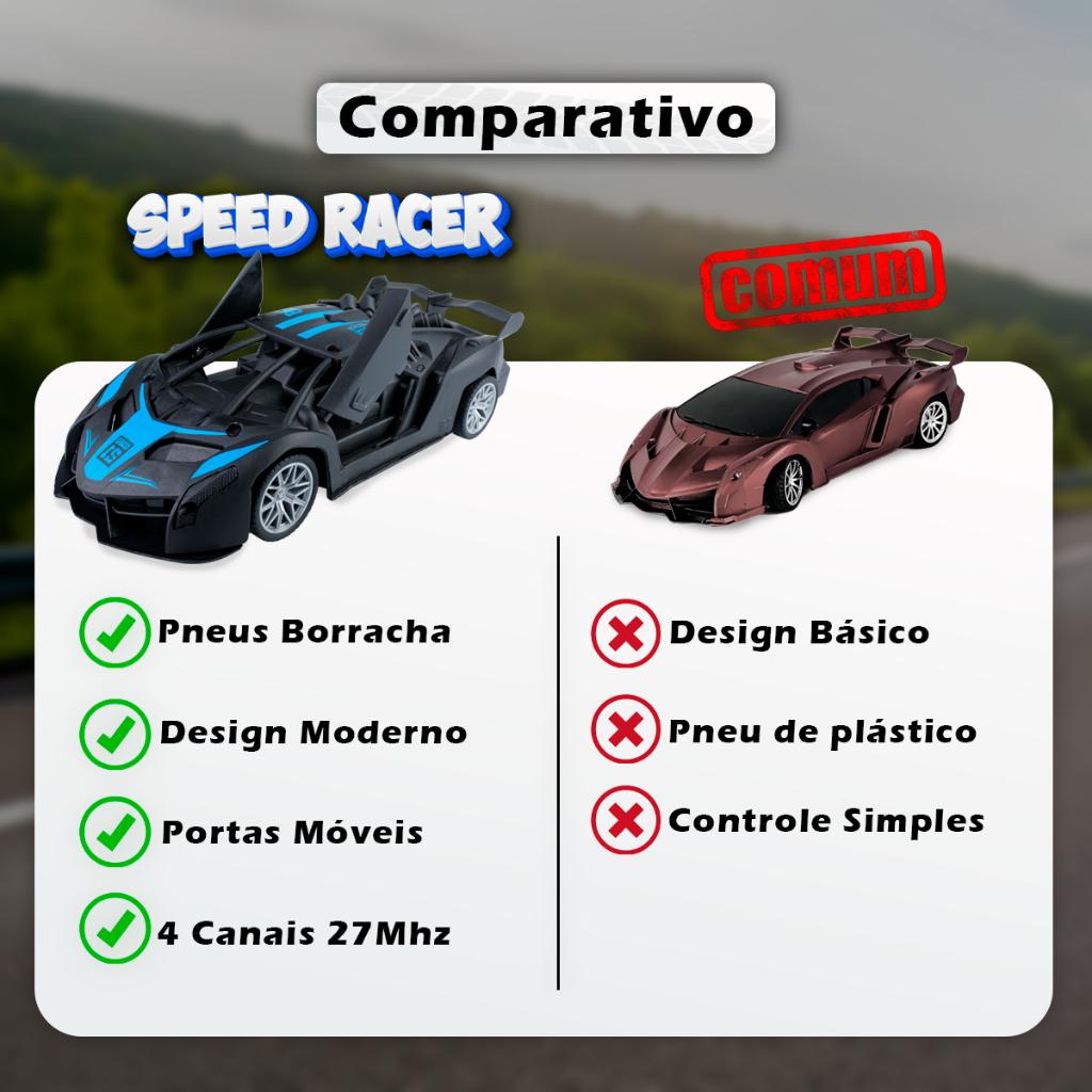 Carrinho Controle Remoto Esportivo Portas Móveis Pneu Borracha 4 Canais Corrida Infantil Menino 1 24