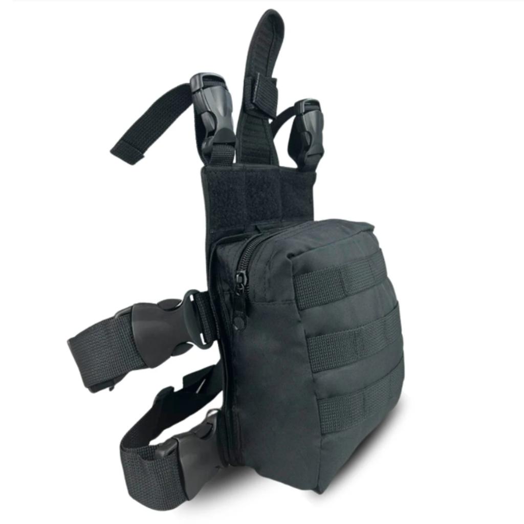Pochete De Perna Tática Com Porta Faca Bornal/bolsa Militar Operacional Preto