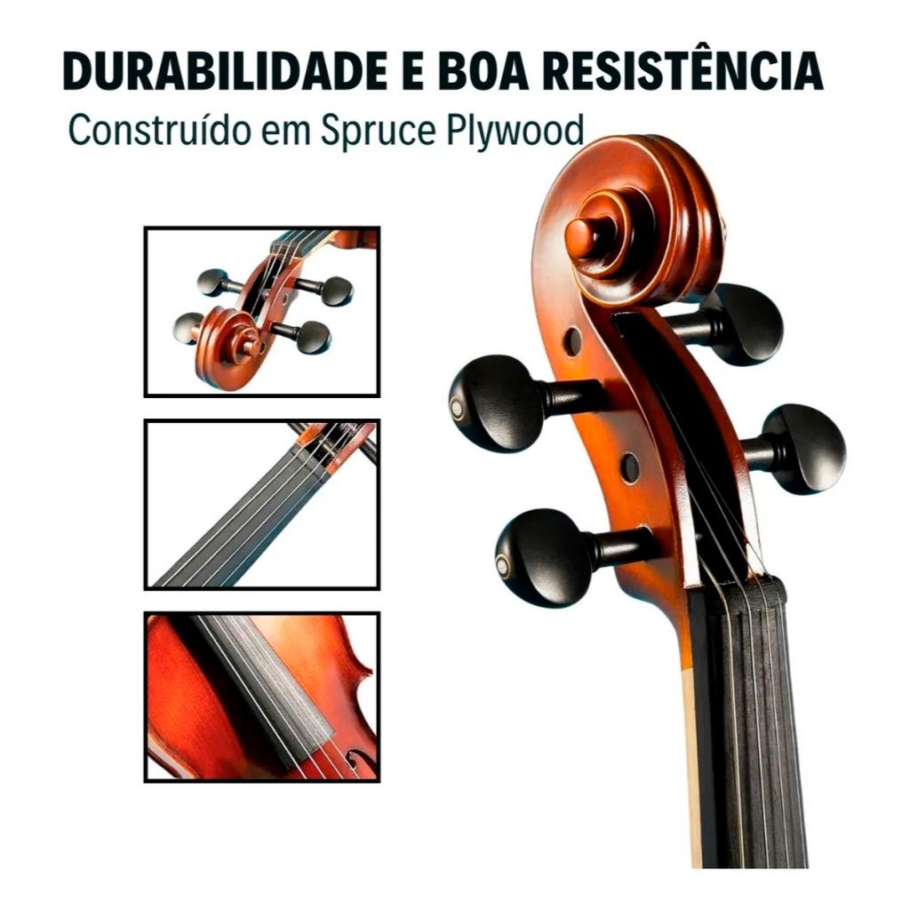 Violino 4/4 Mo44 Vivace + Estante + Afinador + Espaleira