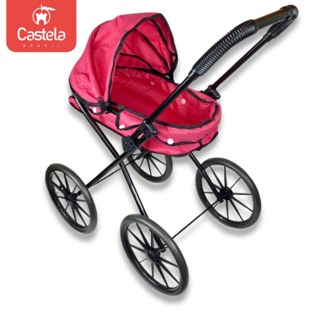 Carrinho De Boneca Bebe De Luxo Com Berço Removível E Trava Brinquedo Infantil - Castela