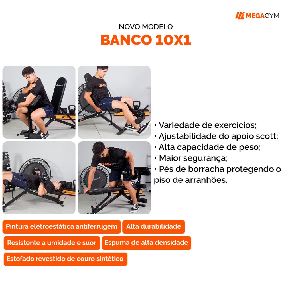Banco De Academia Para Treino Musculação Com Cadeira Extensora E Flexora + Apoio Scott