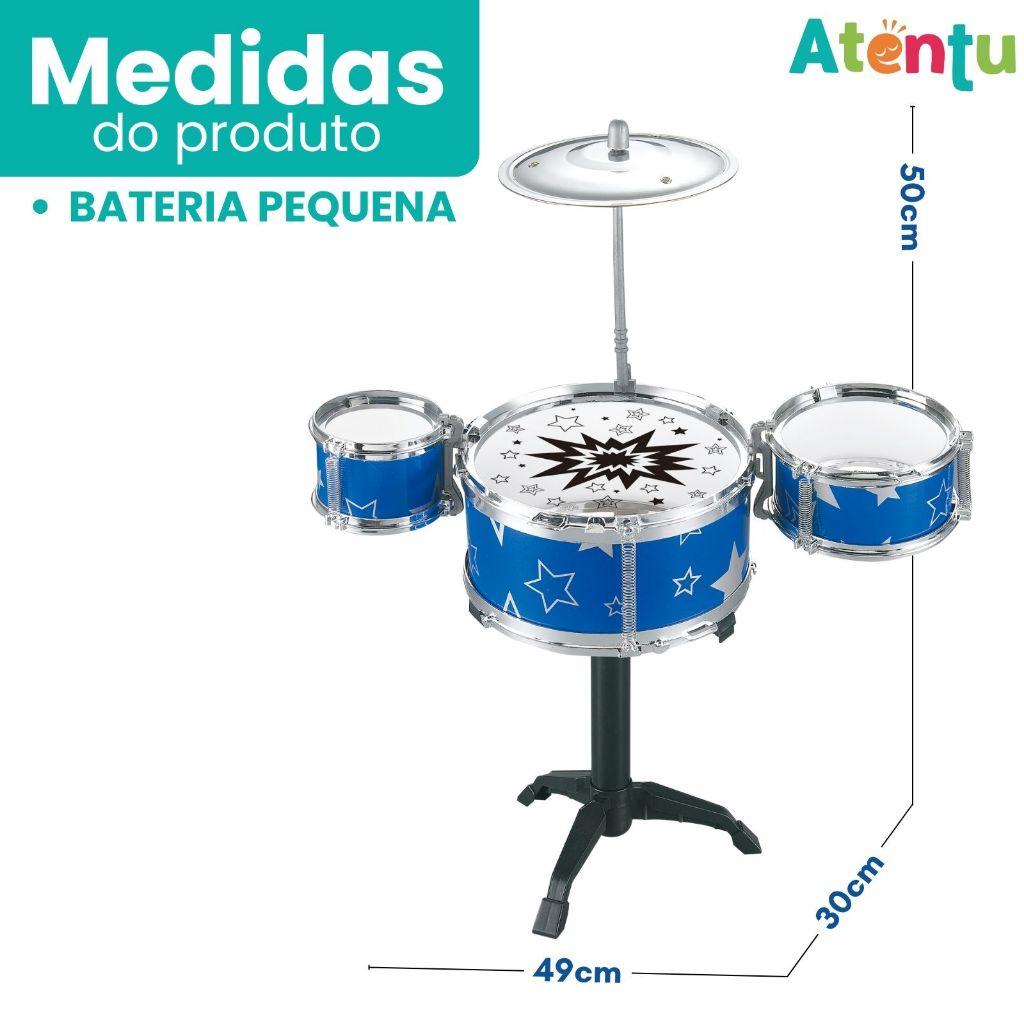 Mini Bateria Infantil Instrumento Brinquedo Musical Prato Tambor Baqueta