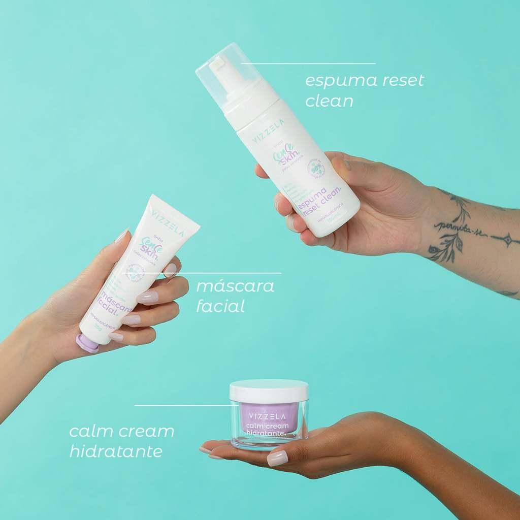 Espuma Sense Skin Calm Cream Suave Limpeza Hidratante Vegano Original Vizzela