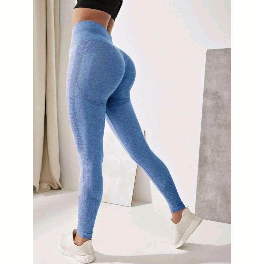 Kit 2 Calça Leggings Cintura Alta Sem Costura Para Academia Feminina Elástica Esportiva Yoga Fitness