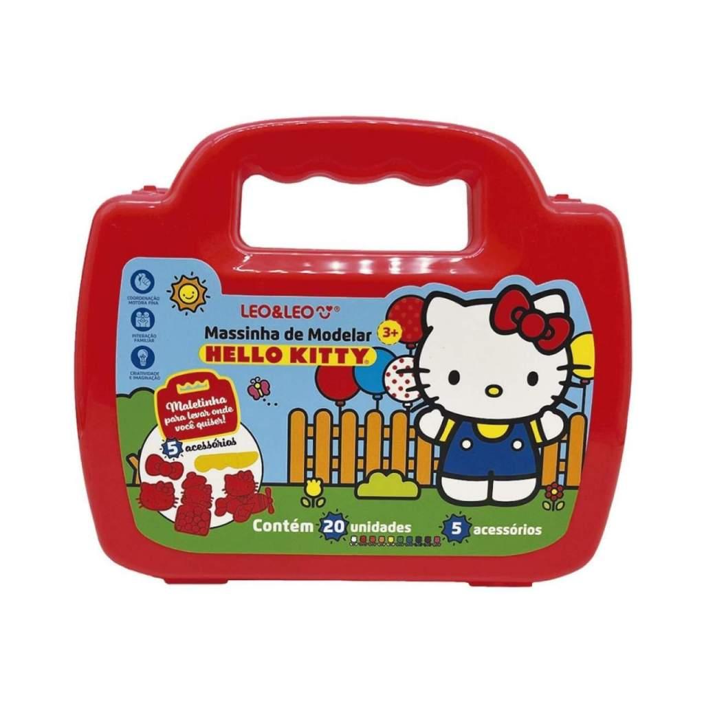 Massinha De Modelar Maleta Hello Kitty Cor Sortida Kit 150g 10 Cores + 5 Moldes Leo Leonora
