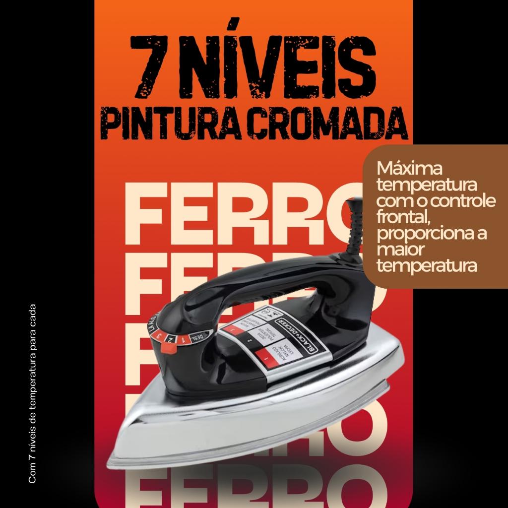 Ferro De Passar Roupa Black Decker Vfa1110tm2 Com Base De Alumínio 127v