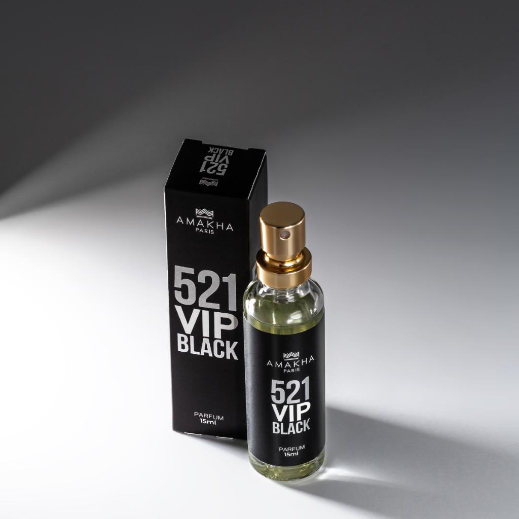 Kit Perfumado Masculino 521 Vip Black Amakha Paris Com 2 Perfumes - 100ml E 15ml Fougère Para Noite