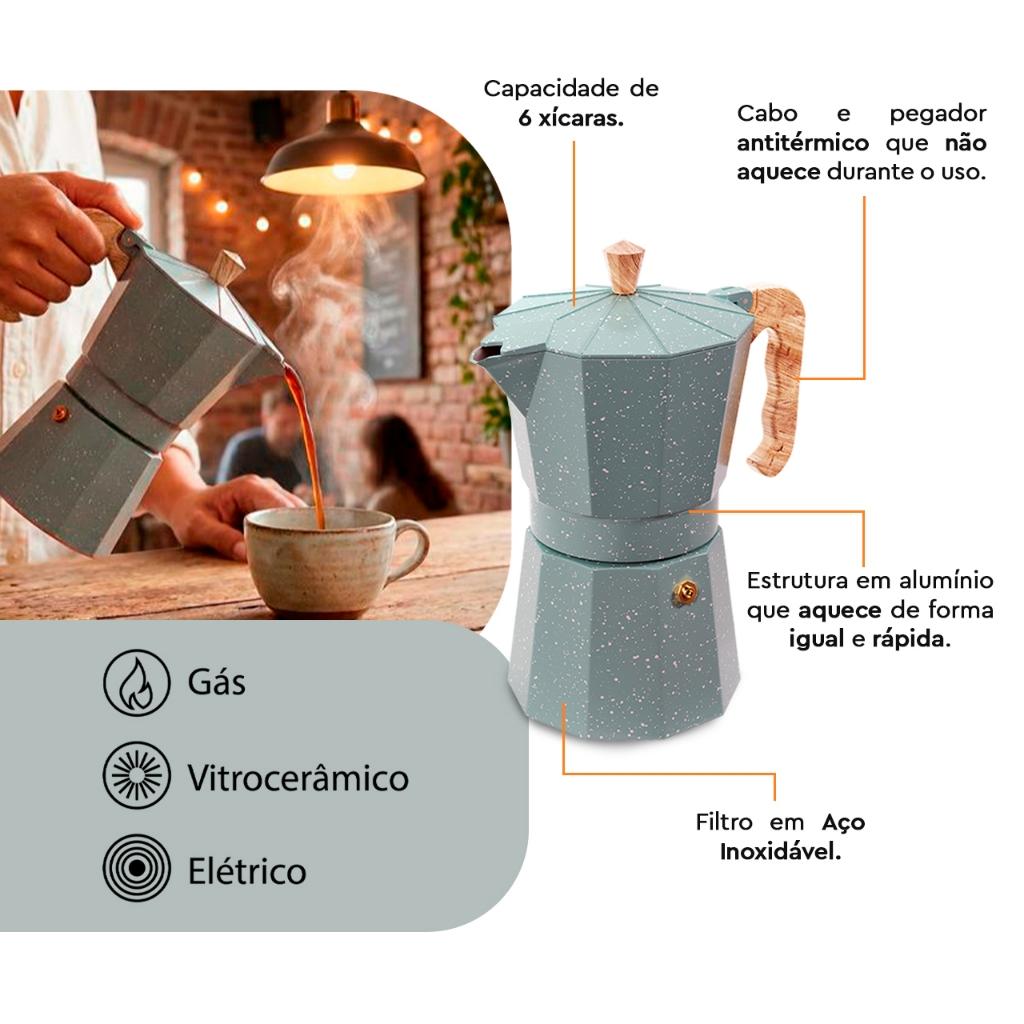 Cafeteira Italiana 6 Xícaras Cor Verde Linha Verona Brinox