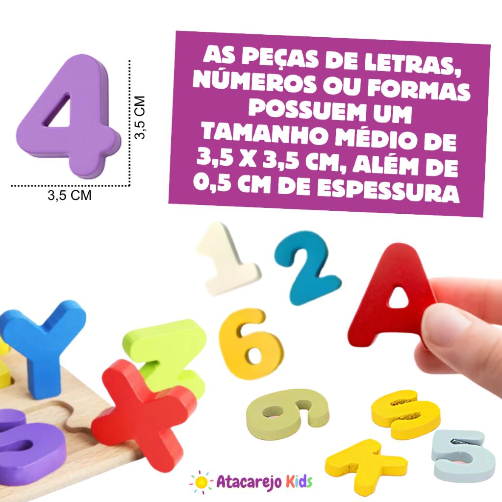 Kit Tabuleiros De Madeira Montessori Brinquedos Alfabetização Letras Números Formas Encaixe