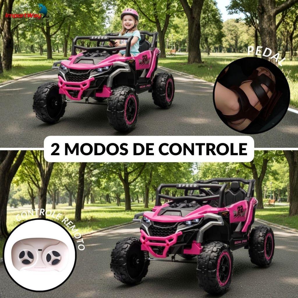Mini Quadriciclo Elétrico 12V Infantil Com Controle Remoto E Entrada USB Bluetooth MP3 Rosa- Importway