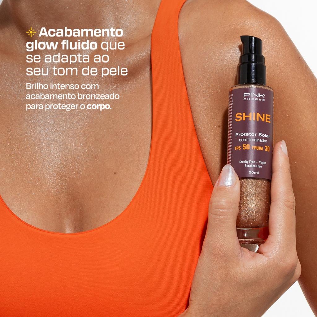 Protetor Solar Filtro Solar Iluminador Corporal Shine Pink Cheeks