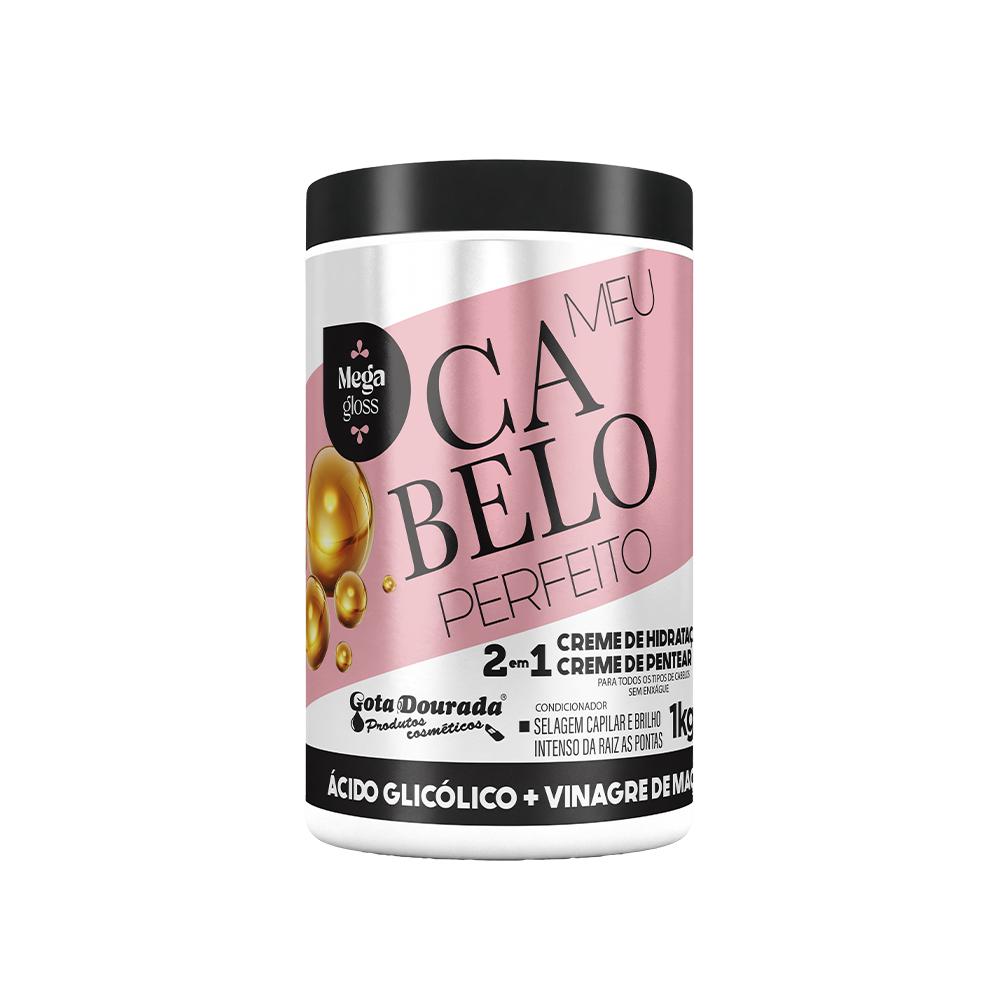 Creme De Hidratação Meu Cabelo Perfeito Gota Dourada - Ácido Glicólico + Vinagre De Maçã