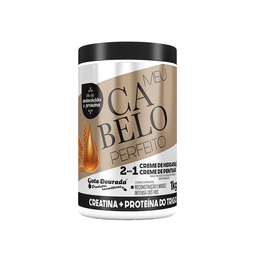 Creme De Hidratação Meu Cabelo Perfeito Gota Dourada - Creatina + Proteína Do Trigo