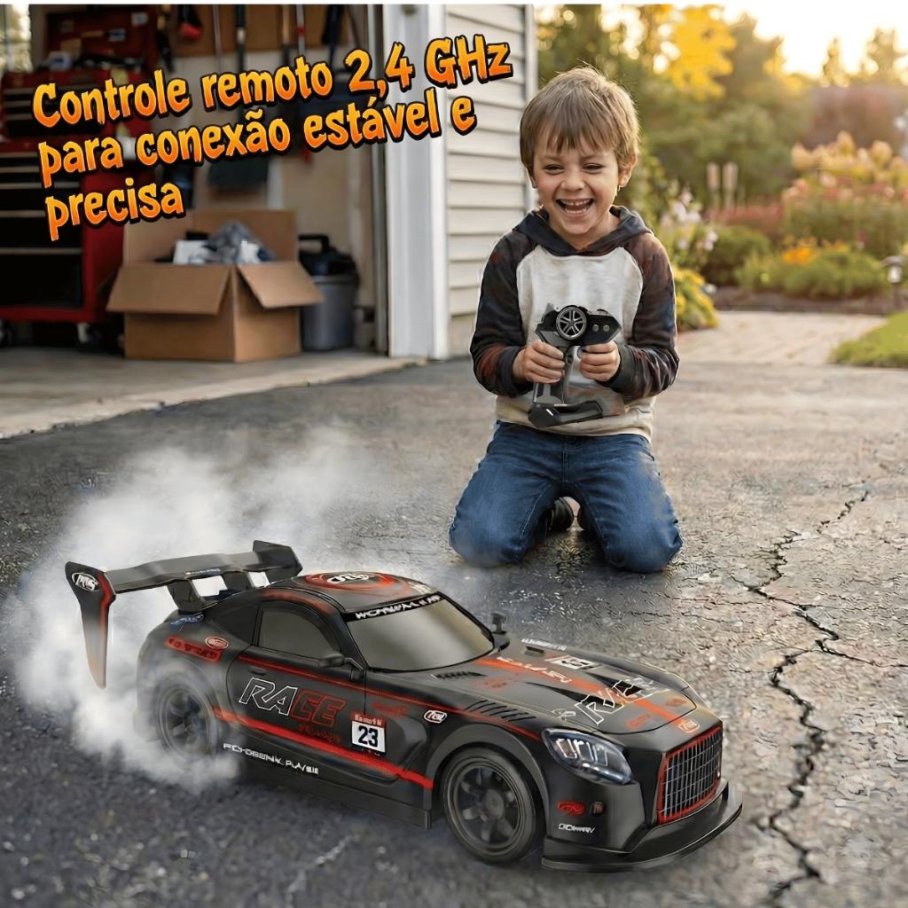 Brinquedo Carrinho De Carro Drift Racing Fast 4x4 4wd Corrida Solta Fumaça Controle Remoto Kizumba