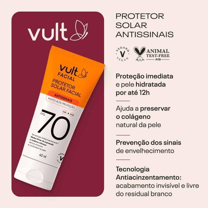 Protetor Solar Facial Vult Antissinais Fps70 40ml