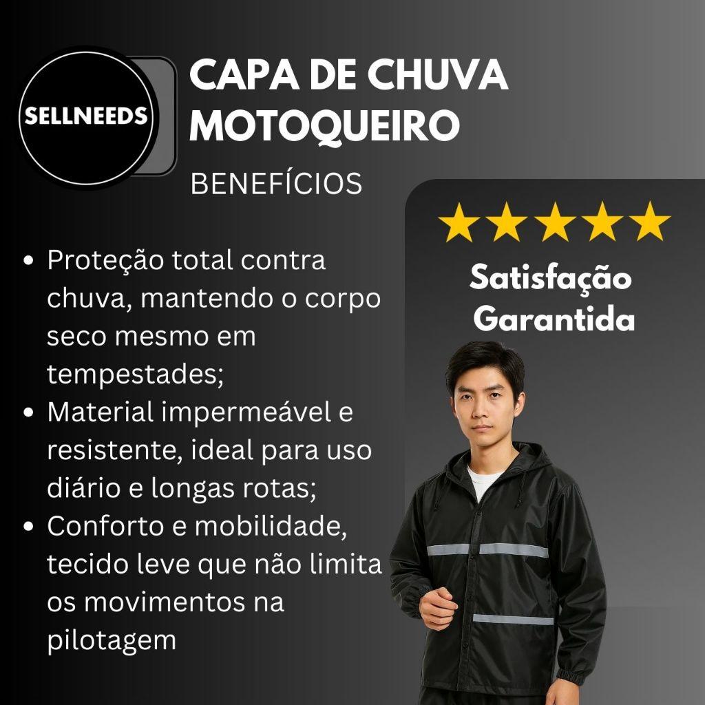 Capa De Chuva Moto Motoqueiro Impermeável Reforçada