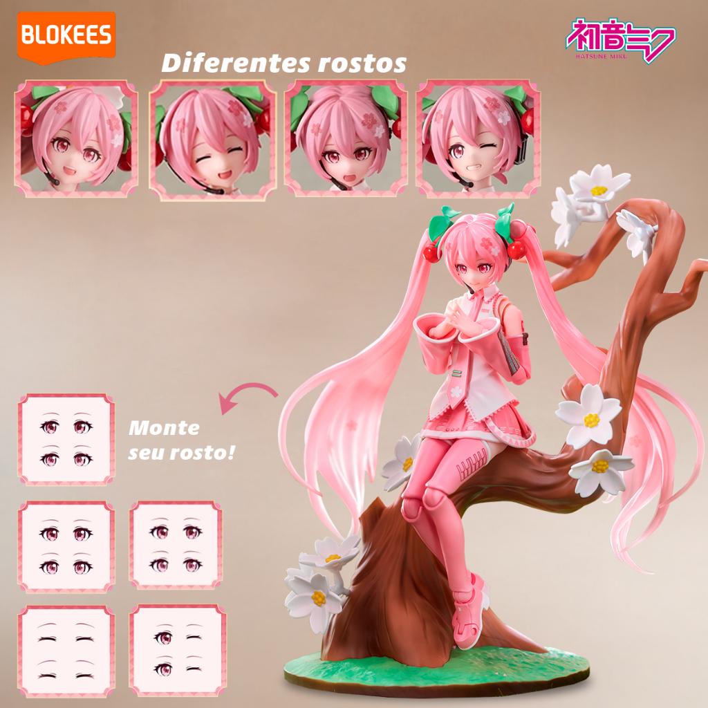 Blokees Figura Articulada Hatsune Miku Sakura Rosa Action Figure Boneco Colecionável Acessórios