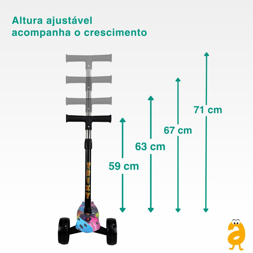 Patinete Infantil Dobrável 3 Rodas Luz LED Trixy Maxi Toys