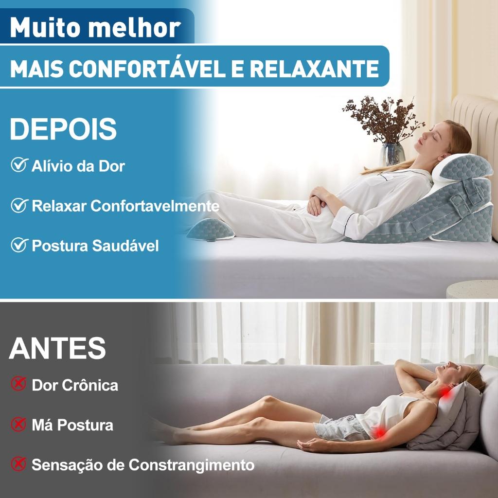 Travesseiros Cunha Anti Refluxo Encosto Pós Operatório 4pcs 20 Em 1 Espuma Viscoelástica 30D Ajustável Lavável