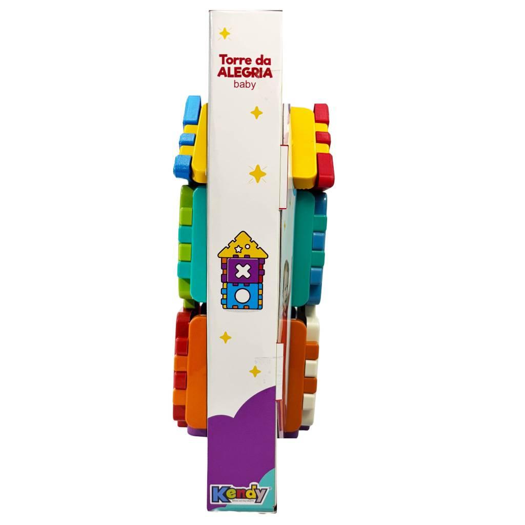 Torre Da Alegria Baby 13 Peças + 6 Formas Brinquedo Educativo De Encaixe +12 Meses Kendy Queen Shop