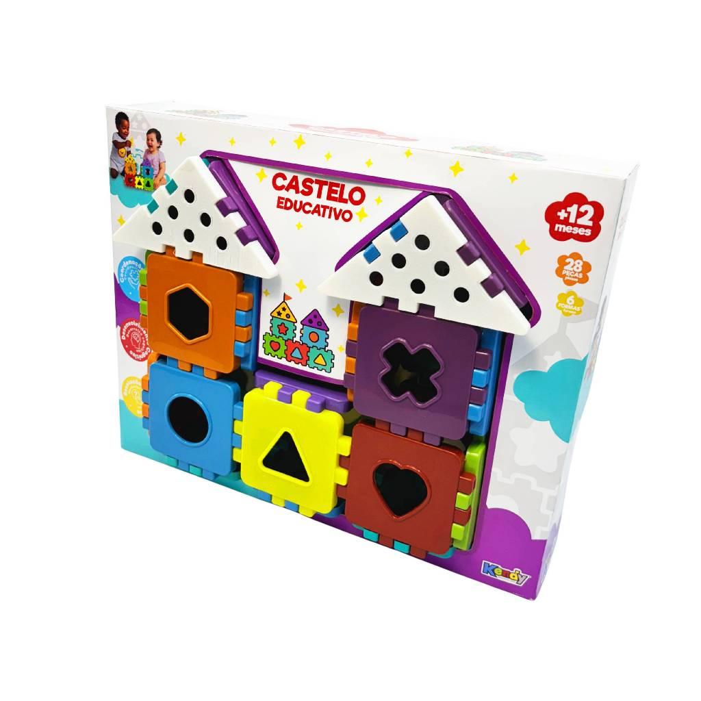 Castelo Educativo Baby 28 Peças + 6 Formas Brinquedo De Montar E Encaixe +12 Meses Kendy Queen Shop