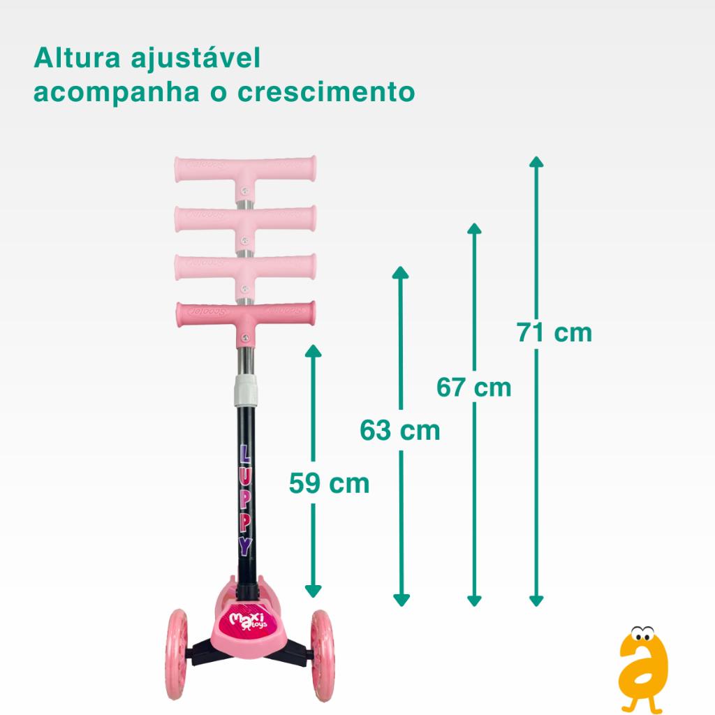 Patinete Infantil Dobrável 3 Rodas LED Luppy Maxi Toys
